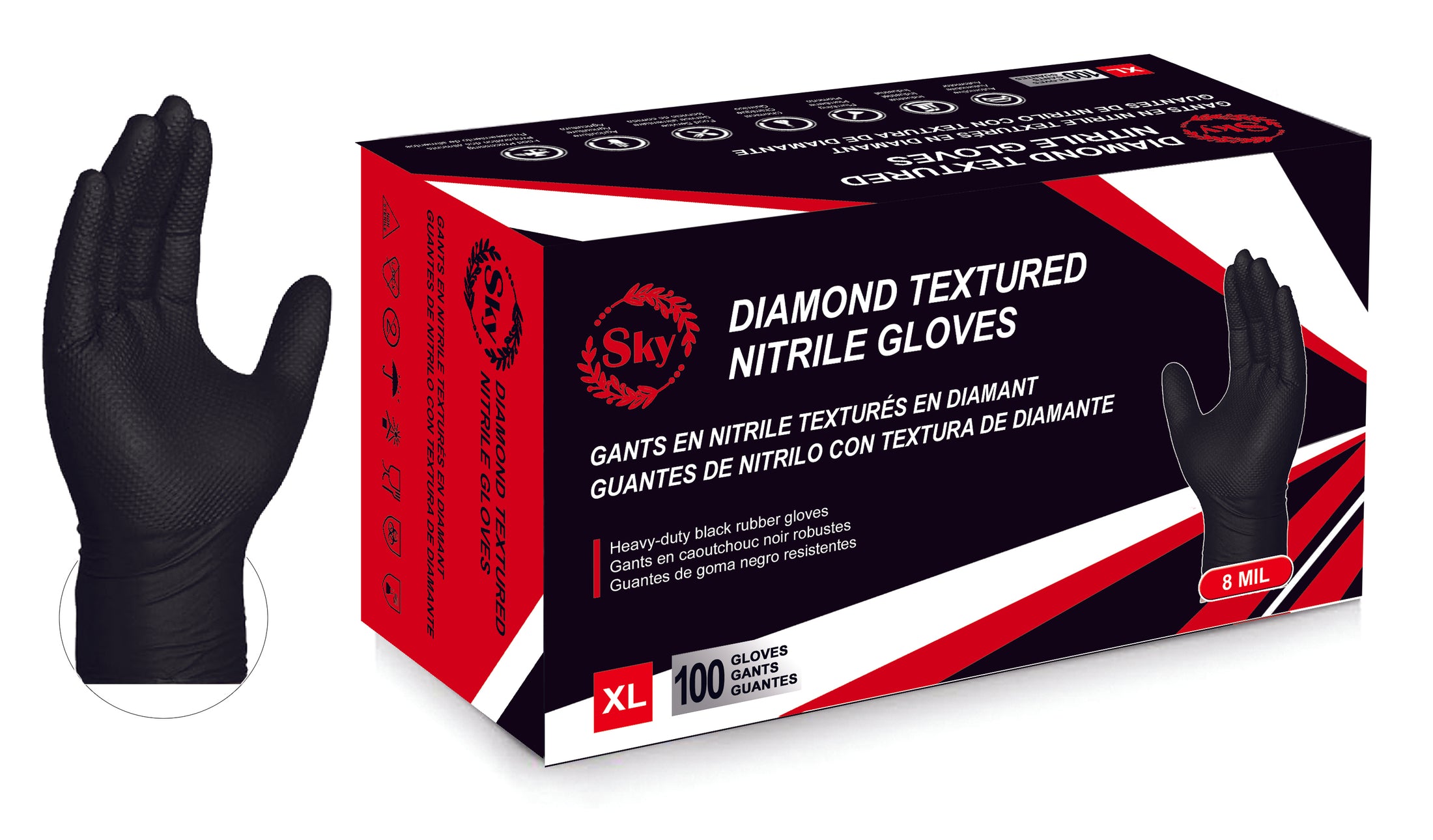 Gants en nitrile texturé Black Diamond (8MIL)