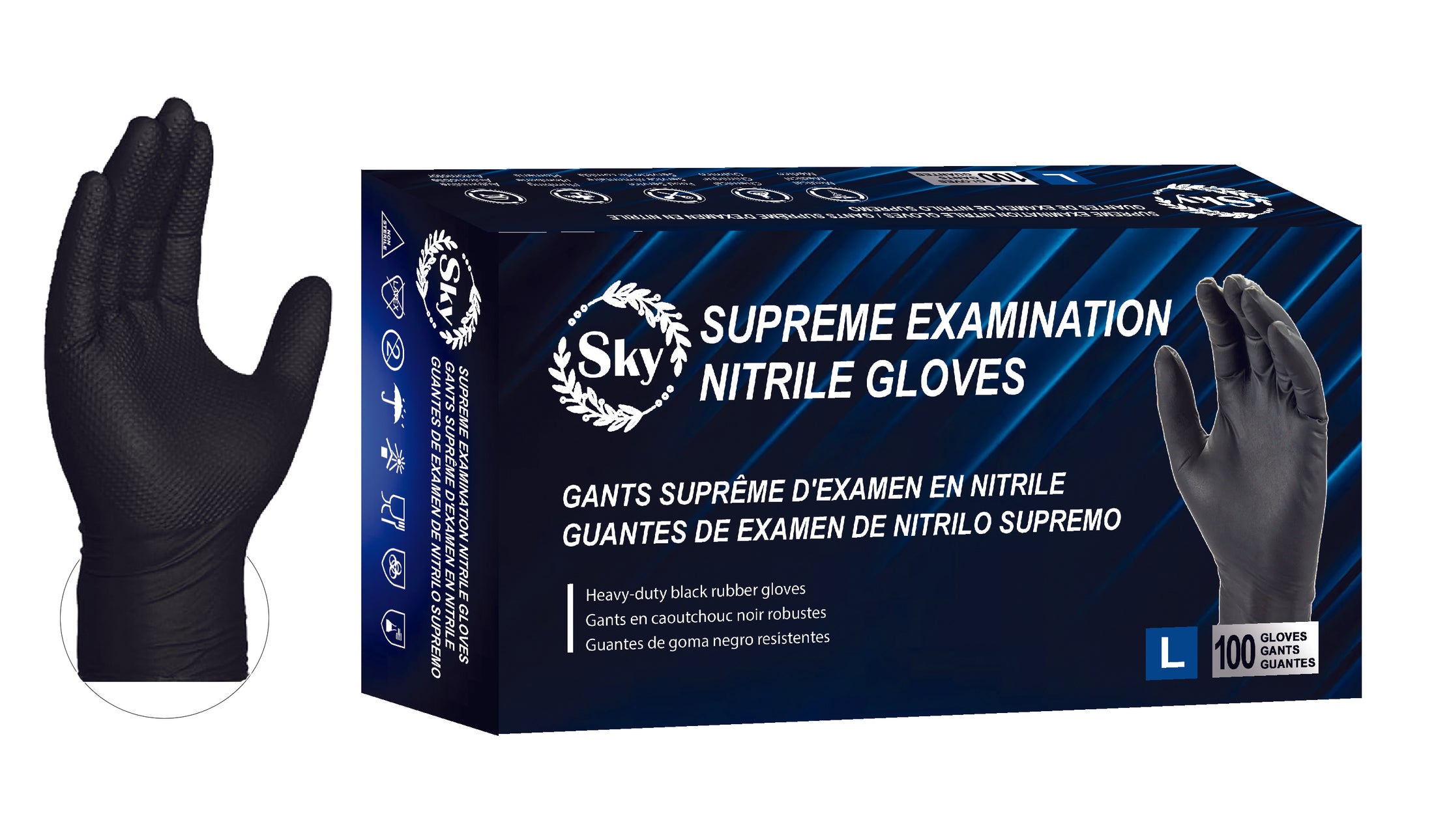 Black Supreme Examination Nitrile Gloves (5MIL)