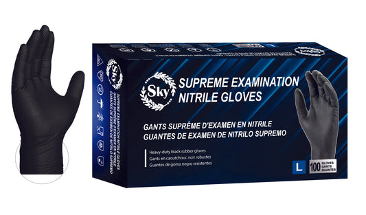 Gants d'examen suprêmes noirs en nitrile (5MIL)